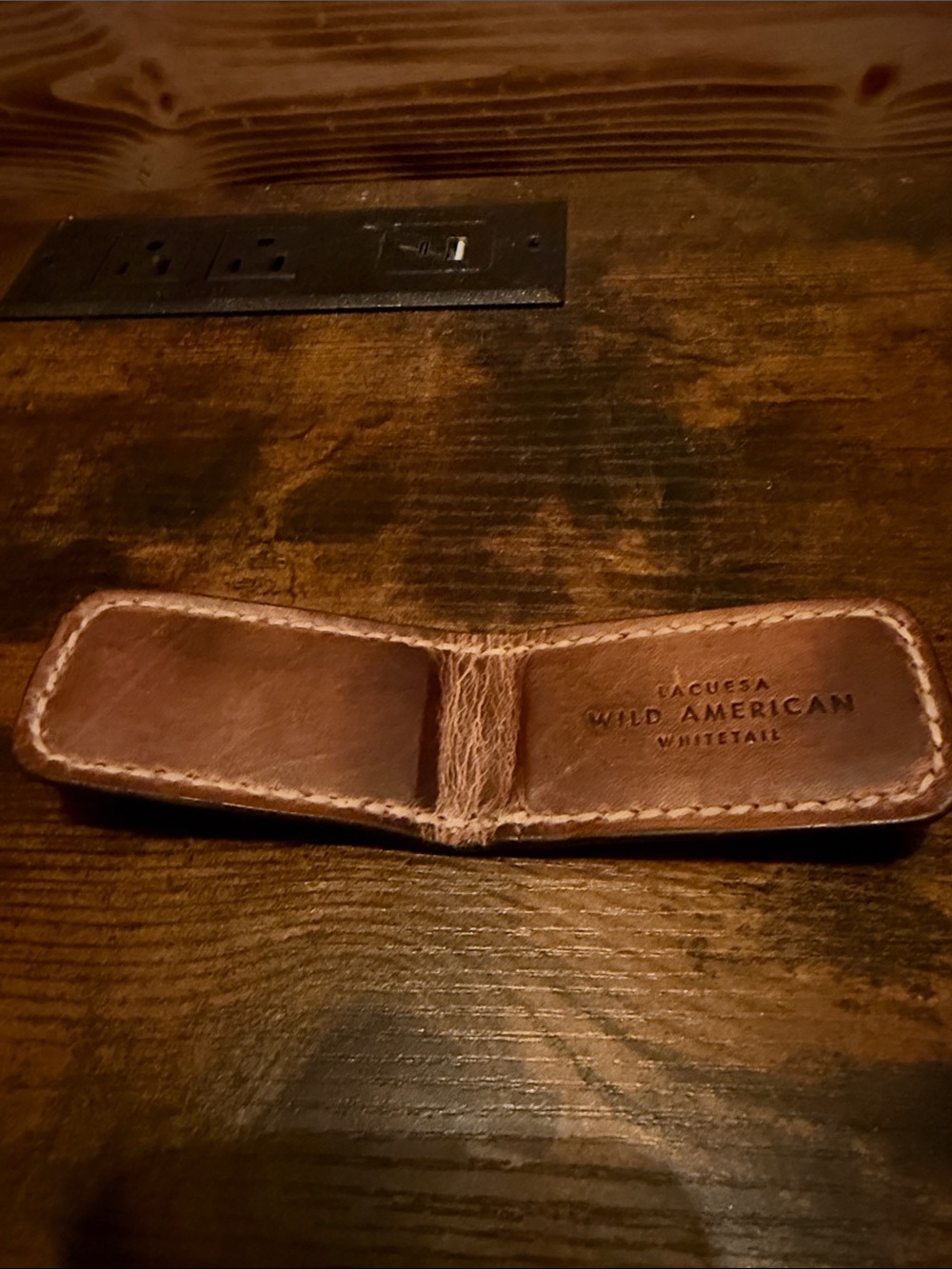 Brown Leather Whitetail hide money clip